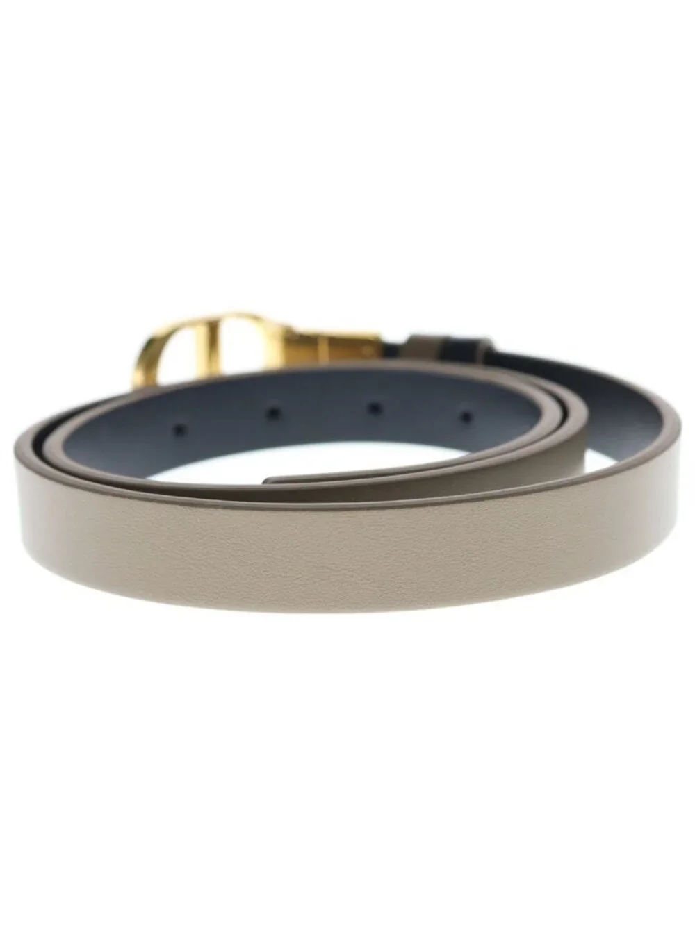 Dior CD Logo Buckle Reversible Belt Gold Leather Beige Black